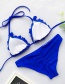 Fashion Blue Sewed Flower Triangle Bag Bikini
