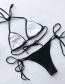 Fashion Black Gold And Silver Silk Fabric Hanging Neck Strap Bikini