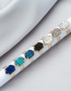 Fashion Gold + Blue Color Crystal Cluster Diamond Ring