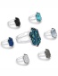 Fashion Silver + Black Crystal Cluster Diamond Ring