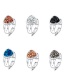Fashion Silver + Blue Cluster Love Crystal Cluster Natural Stone Ring