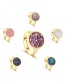 Fashion Gold + Dark Blue Natural Crystal Cluster Adjustable Ring