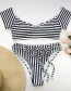 Fashion Black Strips Striped Belt Bikini
