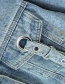 Fashion Blue Fake Pocket Decoration Denim Jacket
