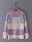 Fashion Purple Colorblock Round Neck Long Sleeve Sweater