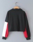 Fashion Red Wine Colorblock Zippered Sweater