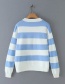 Fashion Powder Blue Striped Crew Neck Sweater
