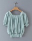 Fashion Lake Green Lace-up Short-sleeved Top