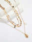 Fashion Gold Geometric Round Pearl Shell Multi-layer Necklace
