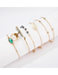 Fashion Gold Horn Green Diamond Chain Shell Set (6)