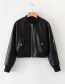 Fashion Black Autumn New Leather Flight Jacket