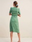 Fashion Green Printed V-neck Dress