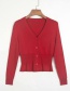 Fashion Red V Collar Waist Sweater