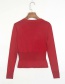 Fashion Red V Collar Waist Sweater