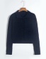 Fashion Navy Knitted Coat