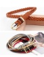 Fashion Khaki Woven Leather Vintage Belt