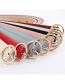 Fashion Red Round Buckle Wide Leather Hollow Eye Belt