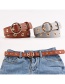 Fashion Camel Round Buckle Wide Leather Hollow Eye Belt