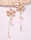 Fashion Gold Alloy Pearl Bow Tassel Earrings
