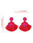Fashion Red Alloy Rice Beads Flower Tassel Earrings