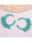 Fashion Blue Alloy Rice Beads Round Earrings