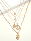 Fashion Gold Alloy Cross Head Multi-layer Necklace