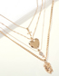 Fashion Gold Alloy Love Rose Head Multilayer Necklace