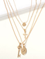 Fashion Gold Alloy Cross Key Multilayer Necklace