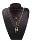 Fashion Gold Alloy Cross Key Multilayer Necklace
