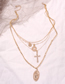Fashion Gold Alloy Cross Portrait Lotus Multi-layer Necklace