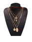 Fashion Gold Alloy Cross Lotus Coco Multilayer Necklace