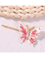 Fashion Openwork Brick Red Alloy Diamond Butterfly Hairpin
