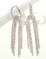 Fashion White K Alloy Studded Tassel Earrings