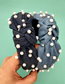 Fashion Navy Blue Denim Pearl Knotted Headband