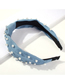 Fashion Light Blue Denim Pearl Knotted Headband