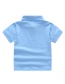 Fashion Light Blue Solid Color Lapel Children's T-shirt