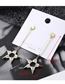 Fashion Platinum Plated Gold Five-star Fringed  Silver Needle Earrings
