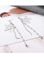 Fashion 14k Gold Plated Gold Love Five-star Tassel  Silver Needle Earrings