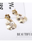Fashion Gold Plated Gold Flower Pearl  Silver Needle Earrings