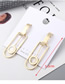 Fashion 14k Gold Style Gold Plated Pendulum Clock  Silver Needle Earrings