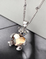 Fashion White Bear Holding Heart Crystal Necklace