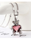 Fashion Purple Bear Holding Heart Crystal Necklace
