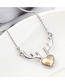 Fashion White Elk Heart Crystal Necklace