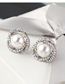 Fashion Gray Pearl Stud Earrings - Flower Cluster