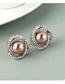 Fashion Black Pearl Stud Earrings - Flower Cluster