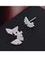 Fashion Silver Copper Micro Inlaid Zircon Butterfly Asymmetric Earrings