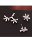 Fashion Silver Copper Micro-inlaid Zircon Petals Asymmetric Earrings