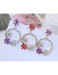 Fashion Gold + Purple Metal Flash Diamond Ring Flower Earrings