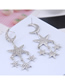 Fashion Gold + Blue Metal Flash Diamond Star Earrings