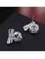 Fashion Silver Bow Inlaid Zircon Stud Earrings